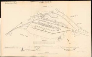 Kanalisierung der Oder Hafen, Cosel: Lageplan 1:2500, Schnitt 1:250