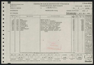 Gebühren-Rechnung und zugleich Studiennachweis. 16.6.1961