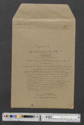 Band 51: Wintersemester 1909/1910 (Dr. med u. phil., a. o. Professor in Heidelberg, Stellvertr. Direktor im Hygiene Institut in Heidelberg)
