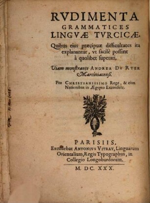 Rudimenta grammatices linguae Turcicae