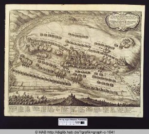 Abbildung des Haupt Treffens zwischen den Chur Bayrischen, und Frantzösischen Armeen, bey Allerheim geschehen den 3. Augusti Anno 1645