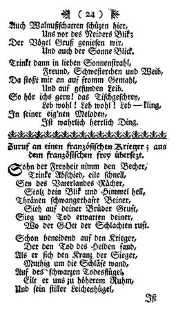 Zuruf an einem französischen Krieger; aus dem französischen frey übersetzt