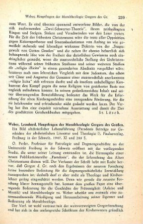 239-241 [Rezension] Weber, Leonhard Maria, Hauptfragen der Moraltheologie Gregors des Grossen