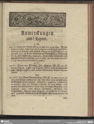 Anmerckungen zum I. Capitel