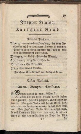Zweyter Dialog. Karlchens Grab.