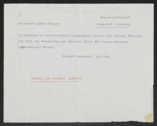 Brief von Gerhart Hauptmann und Margarete Hauptmann an Ludolph Brauer