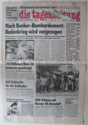 Fragment der Ost-Ausgabe der "tageszeitung" überwiegend zum Krieg im Irak