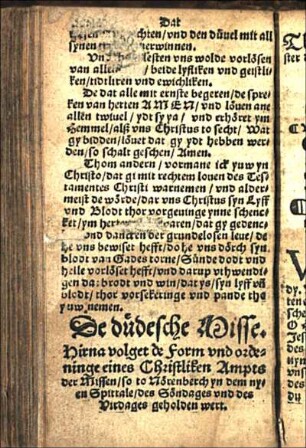 De düdesche Misse. hirna volget de Form vnd ordeninge eines Christliken Ampts [...]