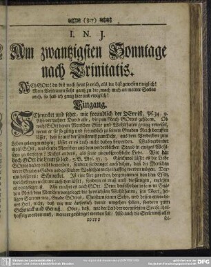 Am zwantzigsten Sonntage nach Trinitatis