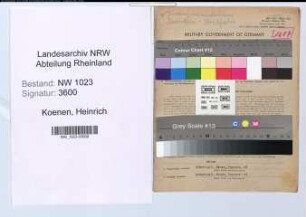 Entnazifizierung Heinrich Koenen , geb. 17.04.1909 (Regierungsrat)
