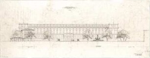 Gsaenger, Gustav; München; Städtebauliche Gestaltung im Bereich der Alten Pinakothek - Platzgestaltung, Südwand (Ansicht)