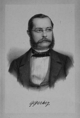 Porträt Georg Gerber : Foto-/Bildersammlung Stenografische Sammlung. Porträt Georg Gerber. Lithographie (um 1865). Dresden: SLUB P a 0835