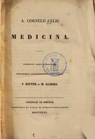 A. Cornelii Celsi Medicina
