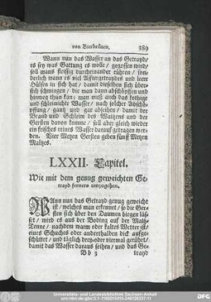 LXXII. Capitel. Wie mit dem genug geweichtes Getrayd ferners umzugehen.