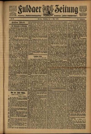 Erste Ausgabe vom Dienstag, den 01. Mai 1906.