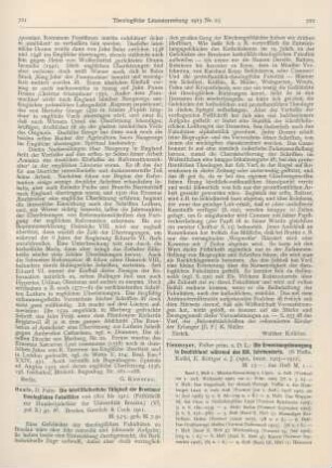 721-722 [Rezension] Haase, Felix, Die schriftstellerische Tätigkeit der Breslauer theologischen Fakultäten von 1811 bis 1911
