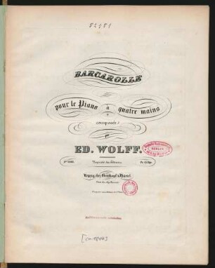 Barcarolle pour le Piano à quatre mains
