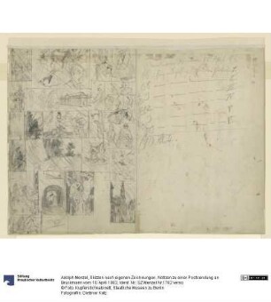 Skizzen nach eigenen Zeichnungen. Notizen zu einer Postsendung an Bruckmann vom 10. April 1883