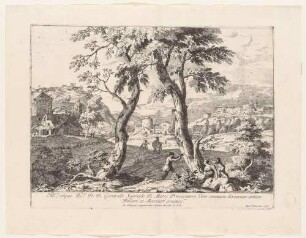 Landschaft mit Vogelfänger, Bl. 6 der Folge "Varia Marci Ricci pictoris praestantissimi experimenta"