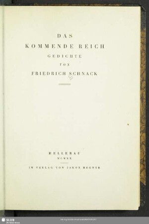 Das kommende Reich : Gedichte