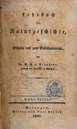 Lehrbuch der Naturgeschichte : für Schulen und zum Selbstunterricht