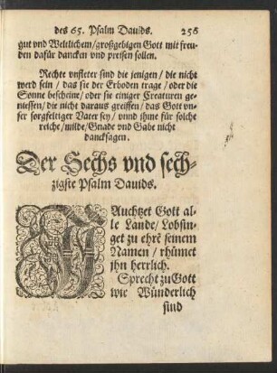 Der Sechs und sechzigste Psalm Davids.