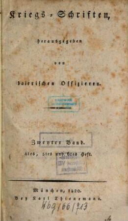 Kriegs-Schriften, 2. 1820