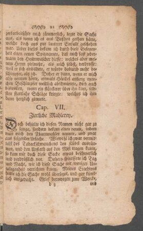 Cap. VII. Zierliche Mahlerey