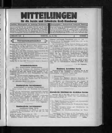 Jahrgang 1929, Hamburg, den 26. Mai, Nummer 21