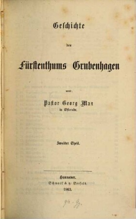 Geschichte des Fürstenthums Grubenhagen, II