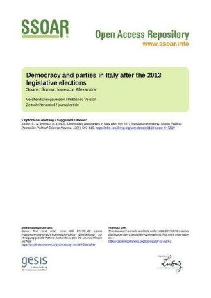 Democracy and parties in Italy after the 2013 legislative elections