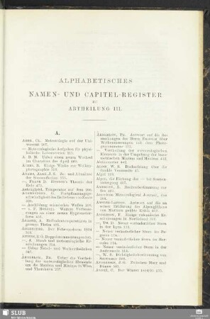 Alphabetisches Namen- und Capitel-Register zu Abtheilung III