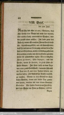 VIII. Brief. den 3ten Julii