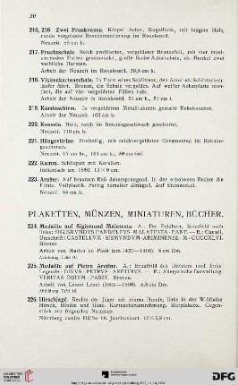 Plakaten, Münzen, Miniaturen, Bücher (Nr. 224-247)