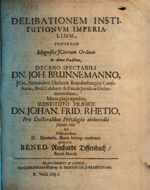 Delibationem institutionum imperialium