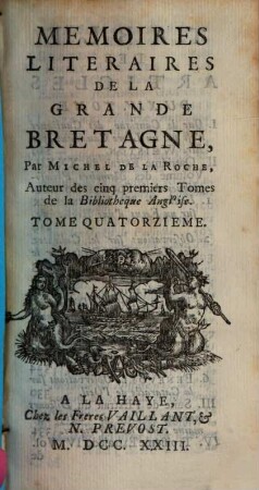 Mémoires litéraires de la Grande-Bretagne, 14. 1723