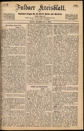 Ausgabe vom Samstag, den 04. März 1876.