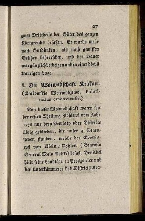 I. Die Woiwodschaft Krakau.