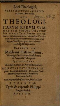 Loci theologici certa methodo ac ratione : in tres libros tributi