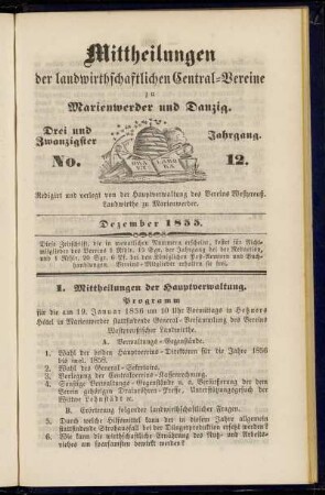 Drei und Zwanzigster Jahrgang. No. 12. Dezember 1855.