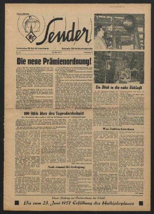 Betriebszeitung 'WF-Sender', Nr.19/1957 (24. Mai 1957)
