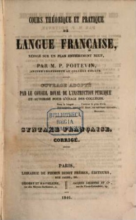 Cours théorique et pratique de langue française. 2