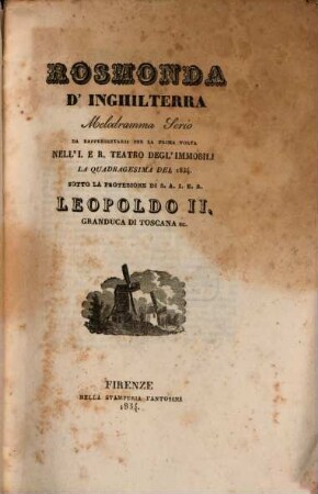 Rosmonda d'Inghilterra : Melodramma serio