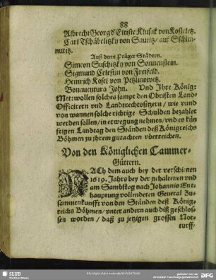 Von den Königlichen Cammer-Güttern