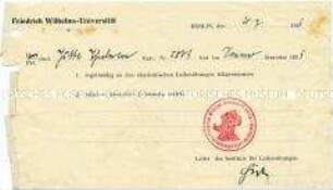 Bescheinigung über die Teilnahme an "akademischen Leibesübungen"