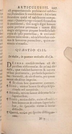 Quaestio CIII. De dulia, in quatuor articulos divisa.