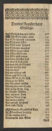 Drittes Register derer Gesänge