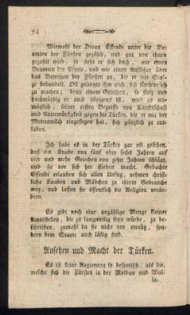 Ansehen und Macht der Türken.