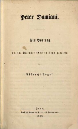 Peter Damiani : ein Vortrag am 19. December 1855 in Jena gehalten