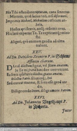 XXVI. Ad Dn. Johannem Vogelhaupt